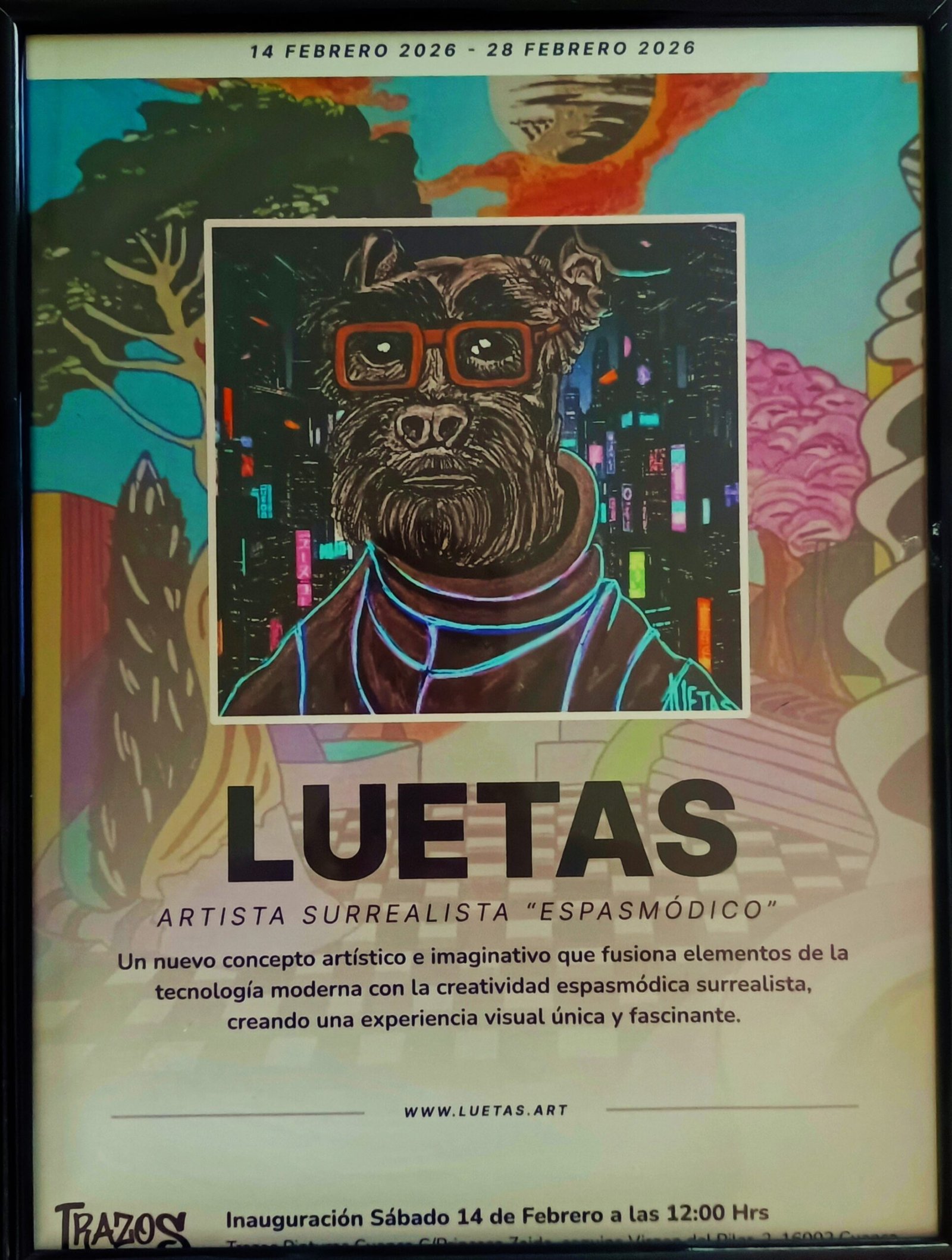 Cartel exposición Luetas — Trazos Pintura Cuenca, 14-28 febrero 2026